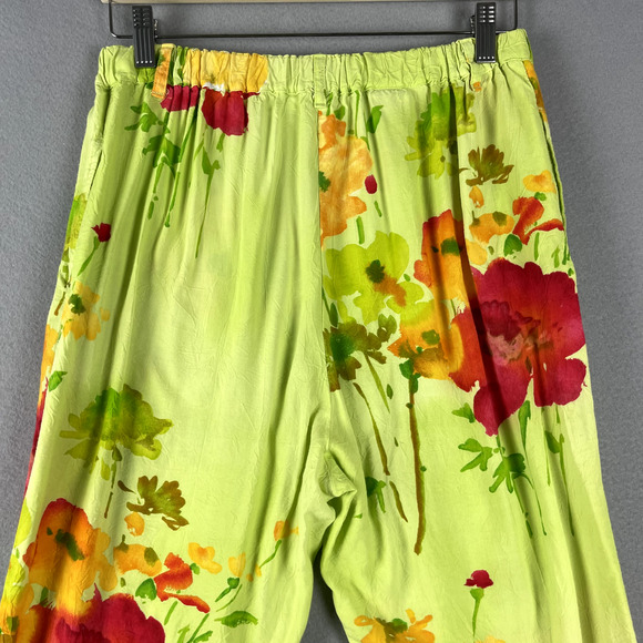 Jams World Pope Pants Womens Medium Floral Cropped Crinkle Pull On Hawaiian - Picture 14 of 16